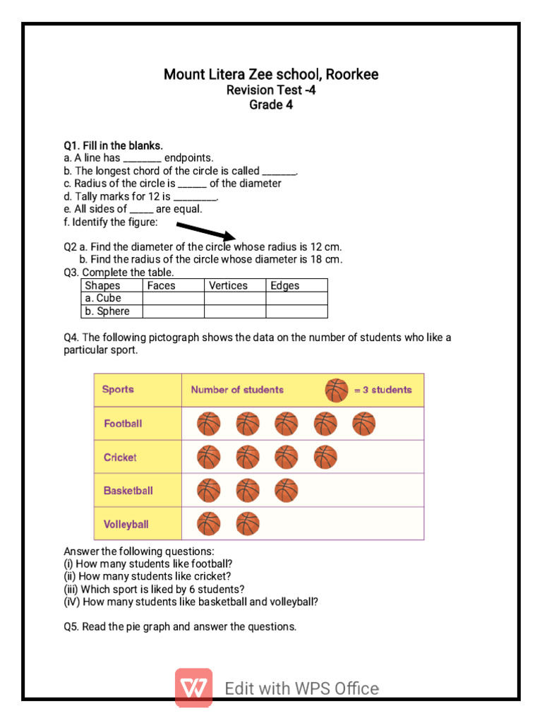 Grade IV Revision Test-4 | PDF