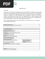 Teacher Application Form Template Pdf