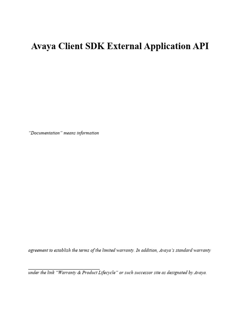 Avaya Client SDK API Guide | PDF | License | Software