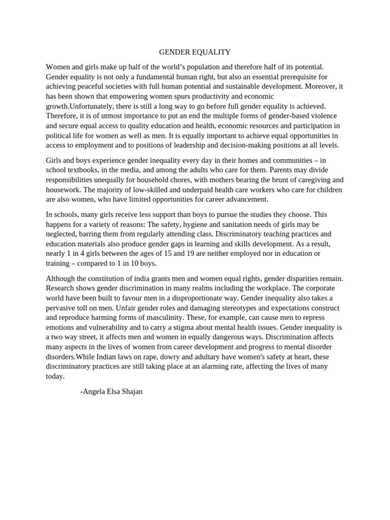 Gender Equality - Magzine | PDF | Gender Studies | Gender Inequality