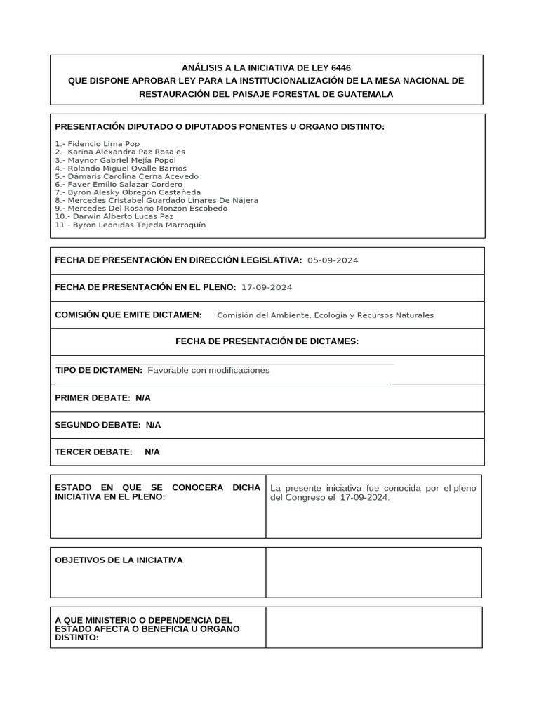 Agenda Iniciativa de Ley 6446 | PDF