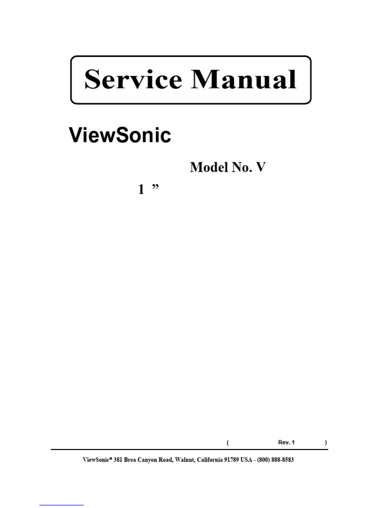 ViewSonic VA1912W Service Manual | PDF | Computer Monitor | Liquid ...