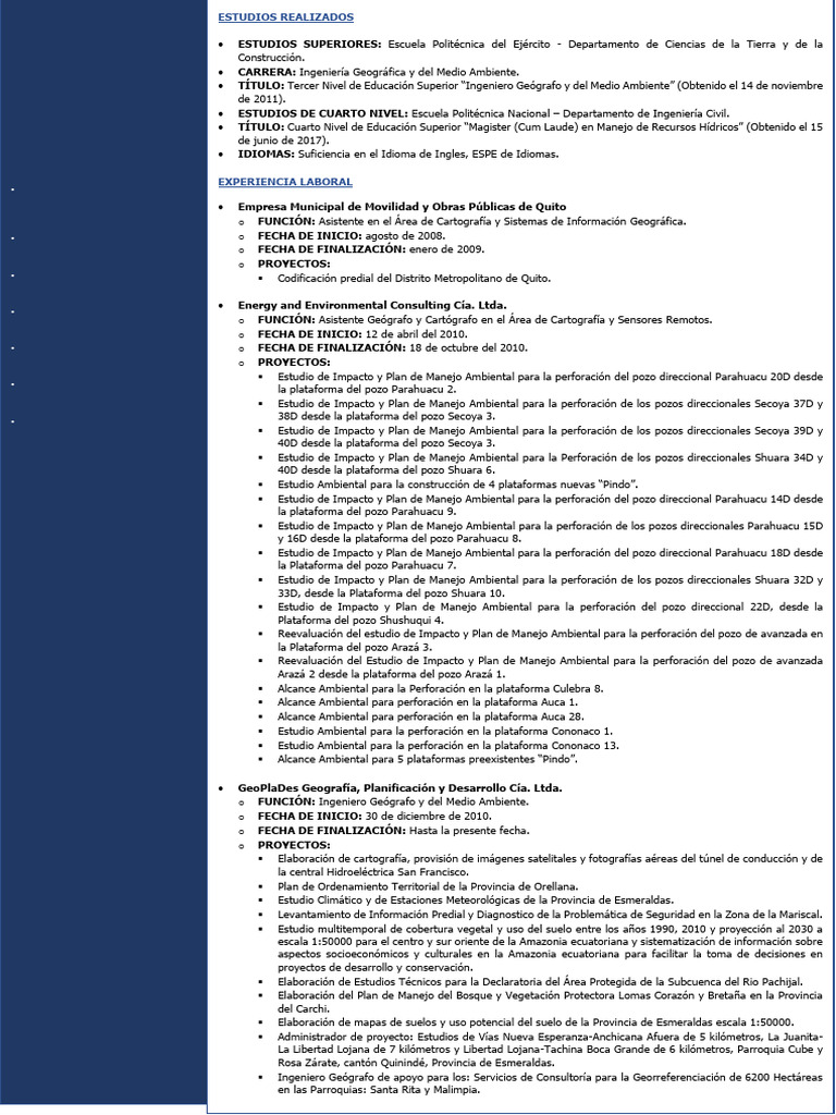 Perfil Profesional de Diego Maldonado | PDF | Ecuador