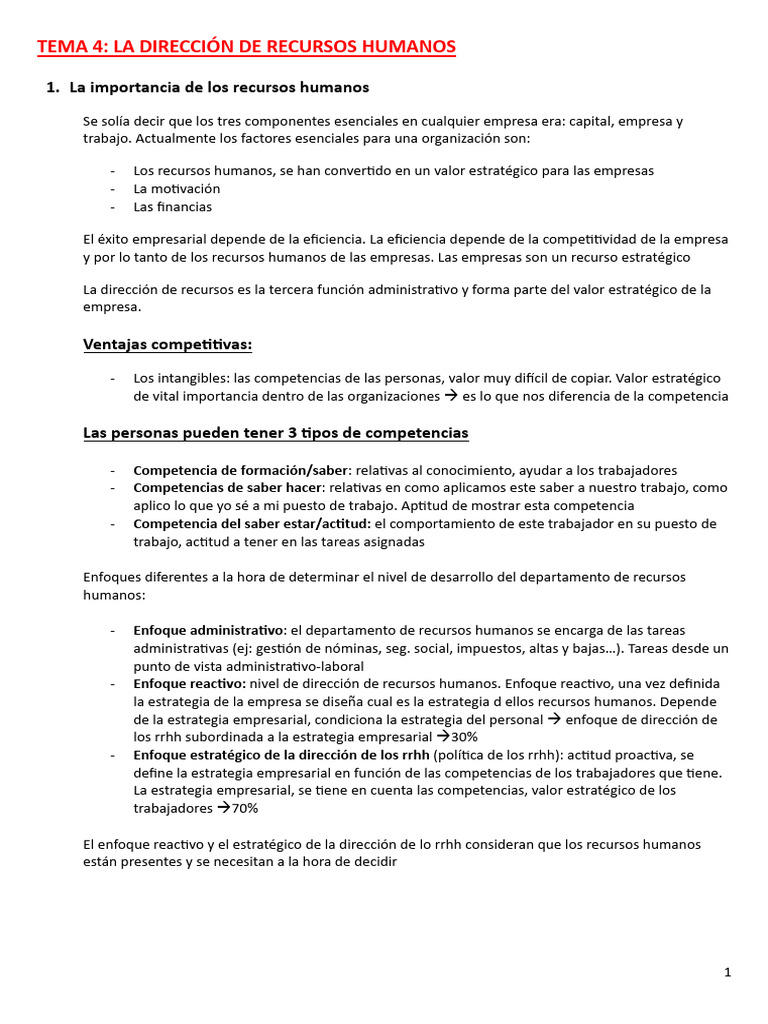 Tema 4 | PDF | Gestión de recursos humanos | Business