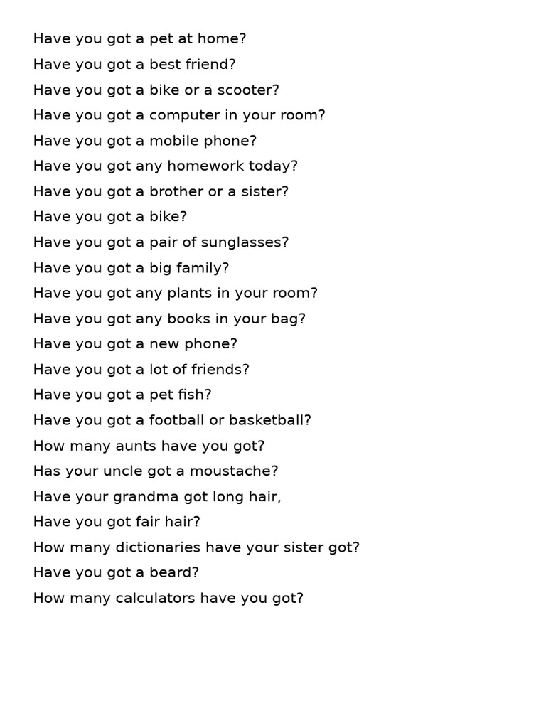 Have You Got, Questions Game | PDF
