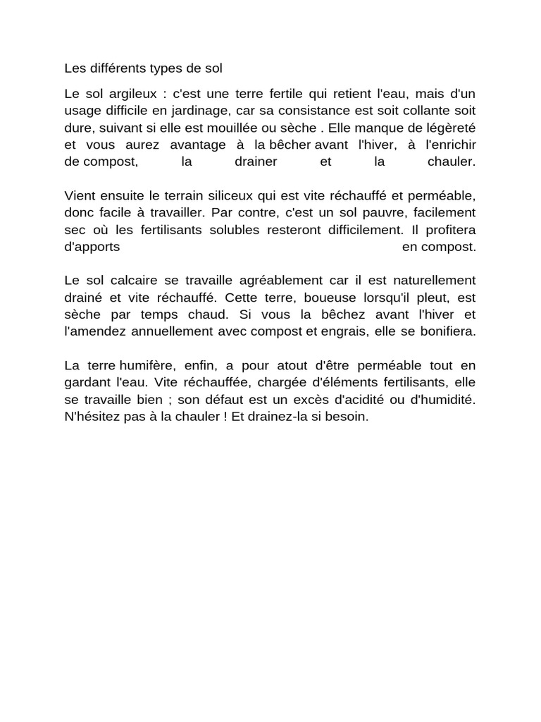 Types de sols et leurs caractéristiques | PDF