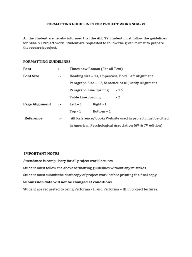 Guidelines For Project | PDF