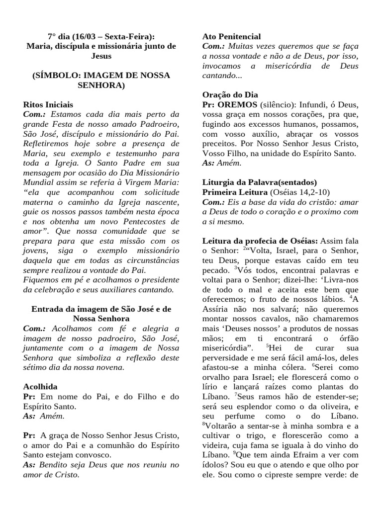 Maria: Exemplo de Discípula e Missionária | PDF | Eucaristia | Maria ...