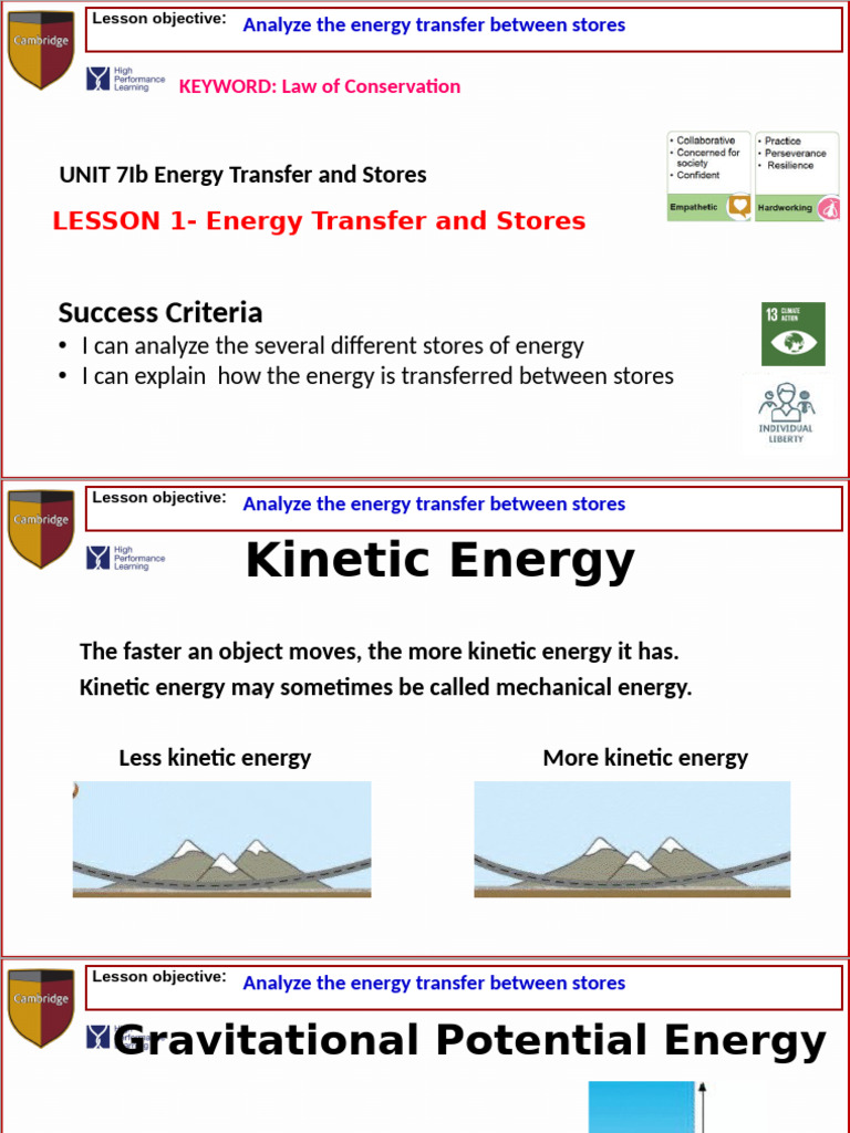 Energy Transfer and Conservation Lesson | PDF | Kinetic Energy | Friction