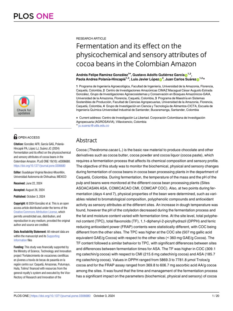Effects of Cocoa Fermentation in Colombia | PDF | Cocoa Bean | Mexican ...