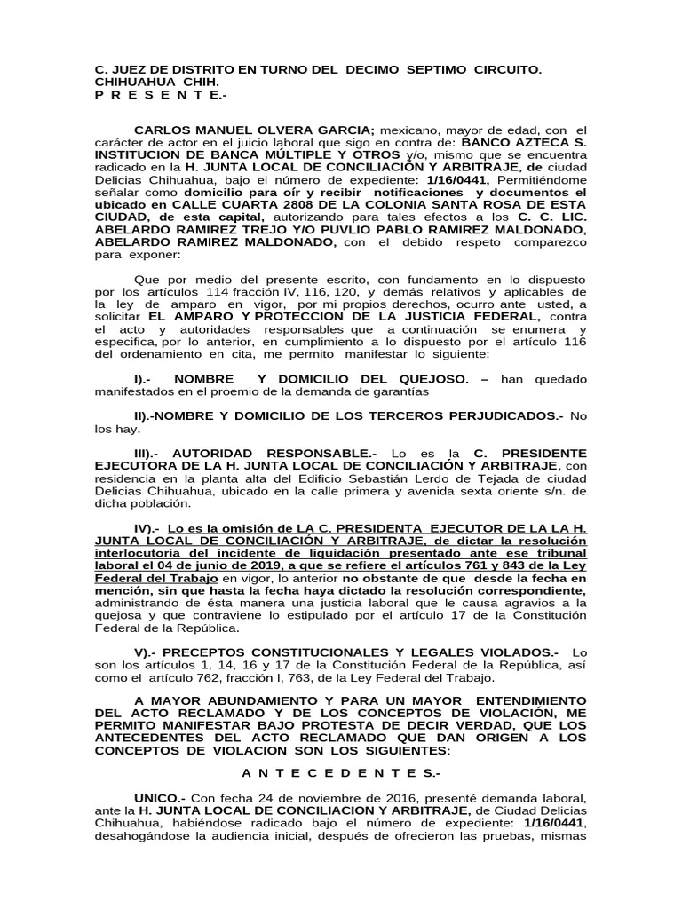 Amparo Laboral contra Banco Azteca | PDF | Caso de ley | Ciencias Políticas