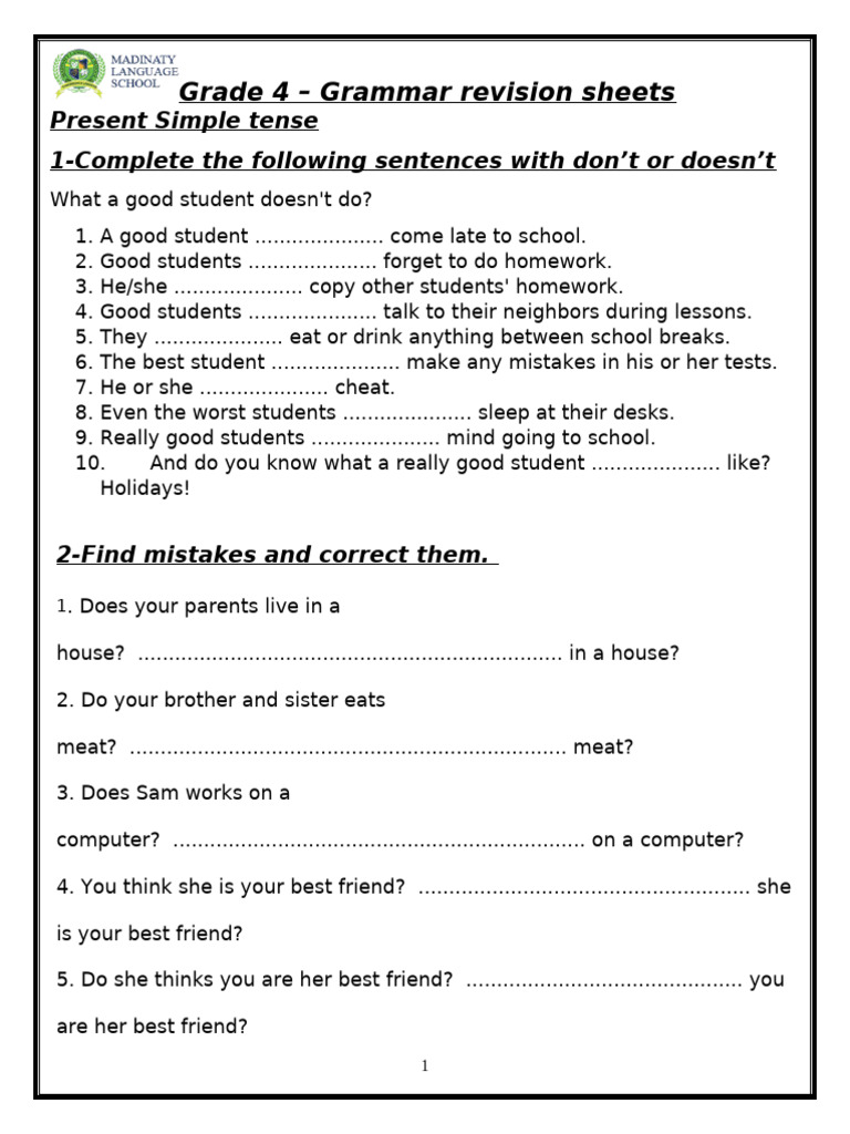 Final Grammar Revision Grade 4 | PDF | Adverb | Linguistics