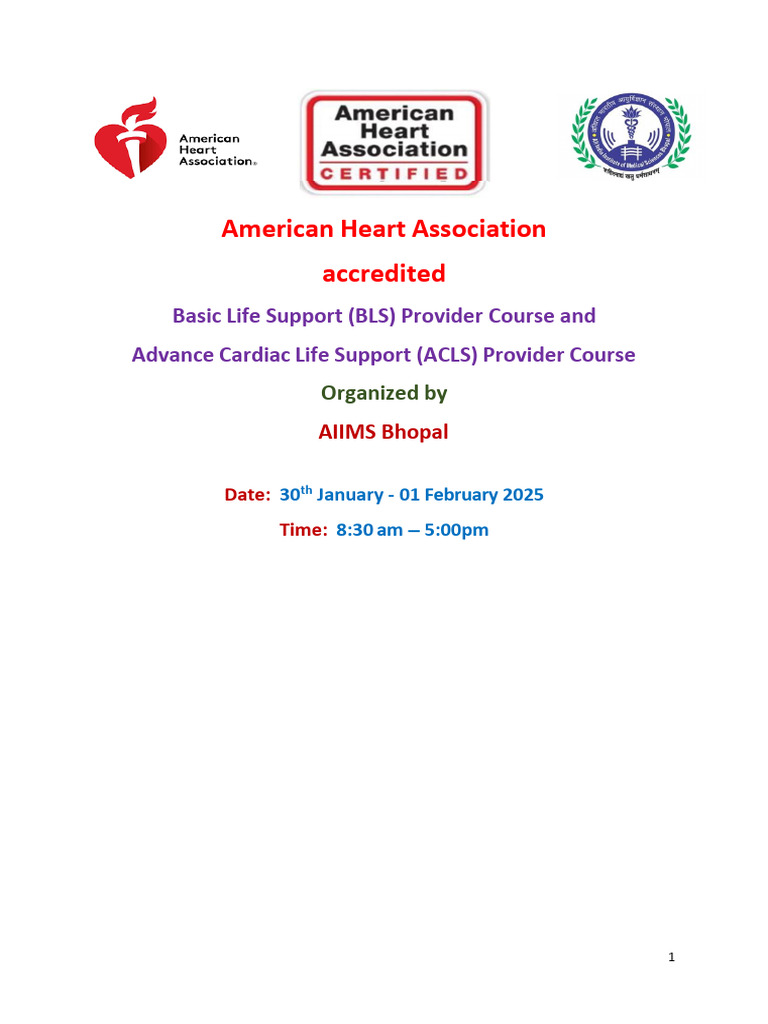 Aha BLS Acls Aiims 24 12 2024 | PDF | Cardiopulmonary Resuscitation ...