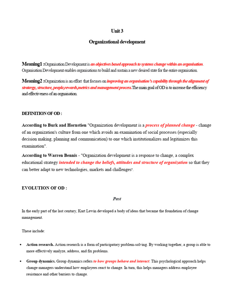 Unit 3 Odcd | PDF | Organization Development | Change Management