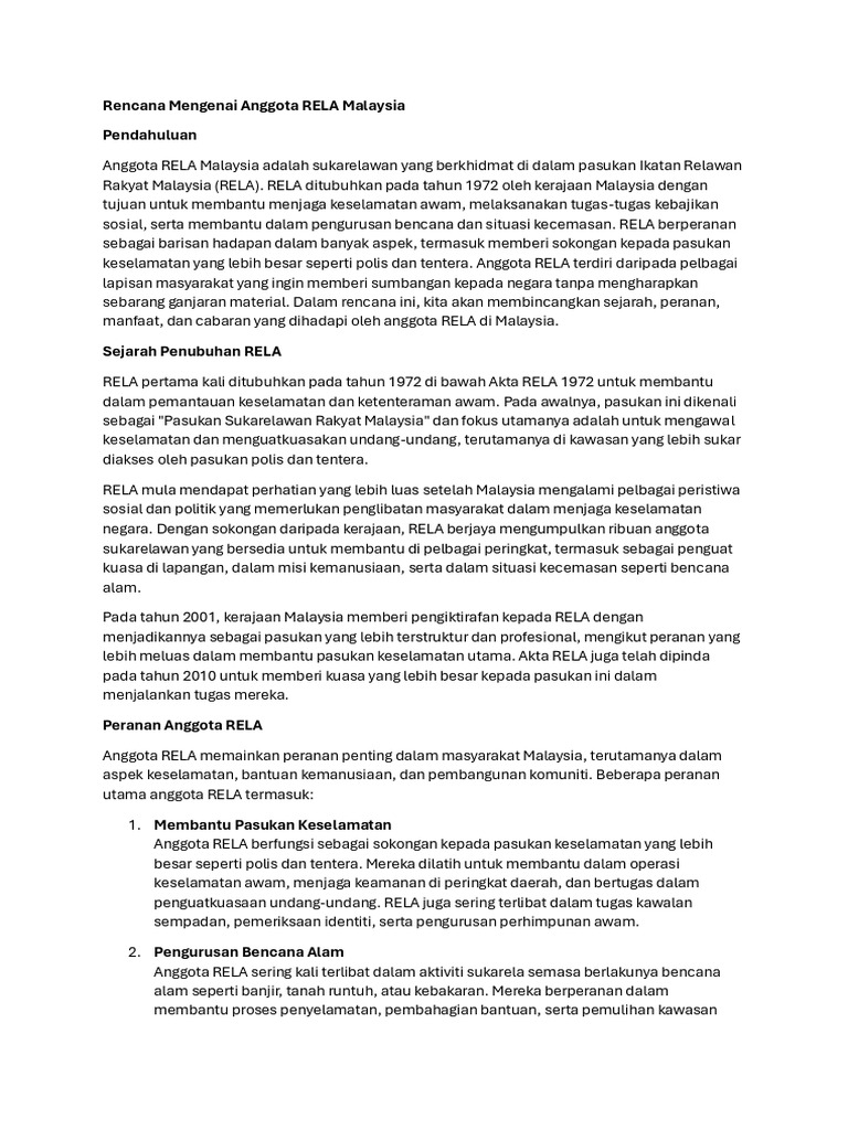 Peranan dan Cabaran Anggota RELA Malaysia | PDF