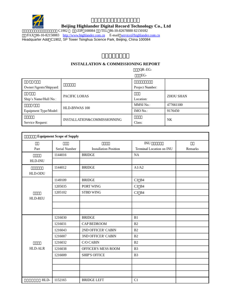 BNWAS+Install%26+Commission+report+ | PDF