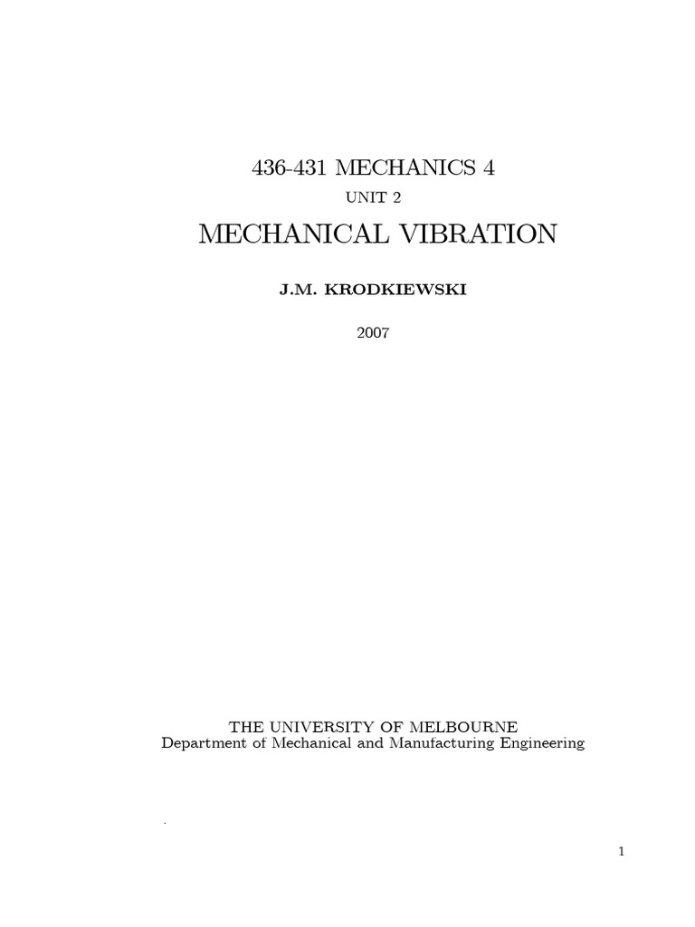 Mechanical Vibration | PDF | Force | Mathematics