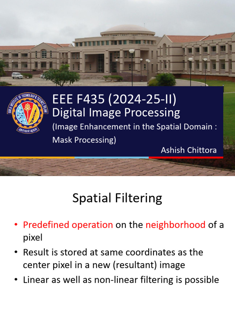 Digital Image Processing: Spatial Filtering Techniques | PDF ...