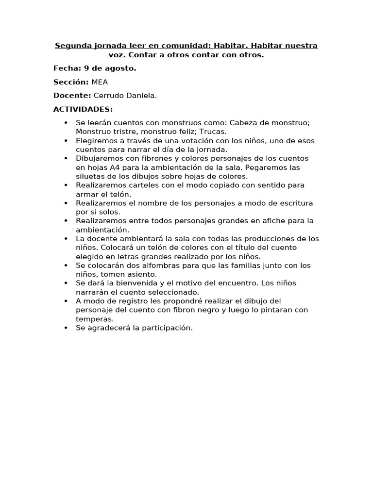 Segunda Jornada Leer en Comunidad | PDF