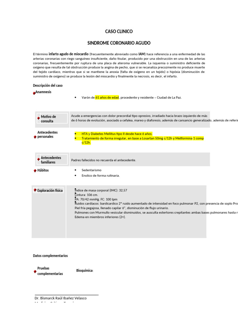 Caso Clínico de Infarto Agudo de Miocardio | PDF | Infarto de miocardio ...