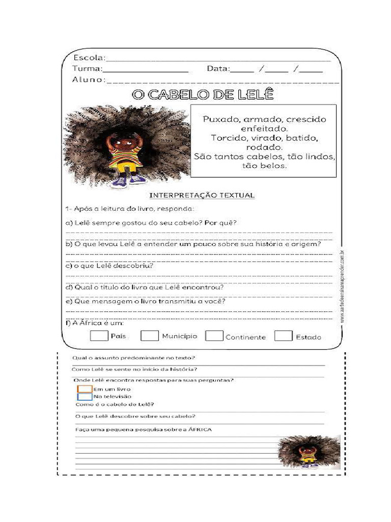 Atividade- O cabelo de Lelê | PDF