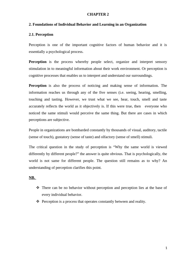 Understanding Perception in Organizations | PDF | Perception | Attitude ...