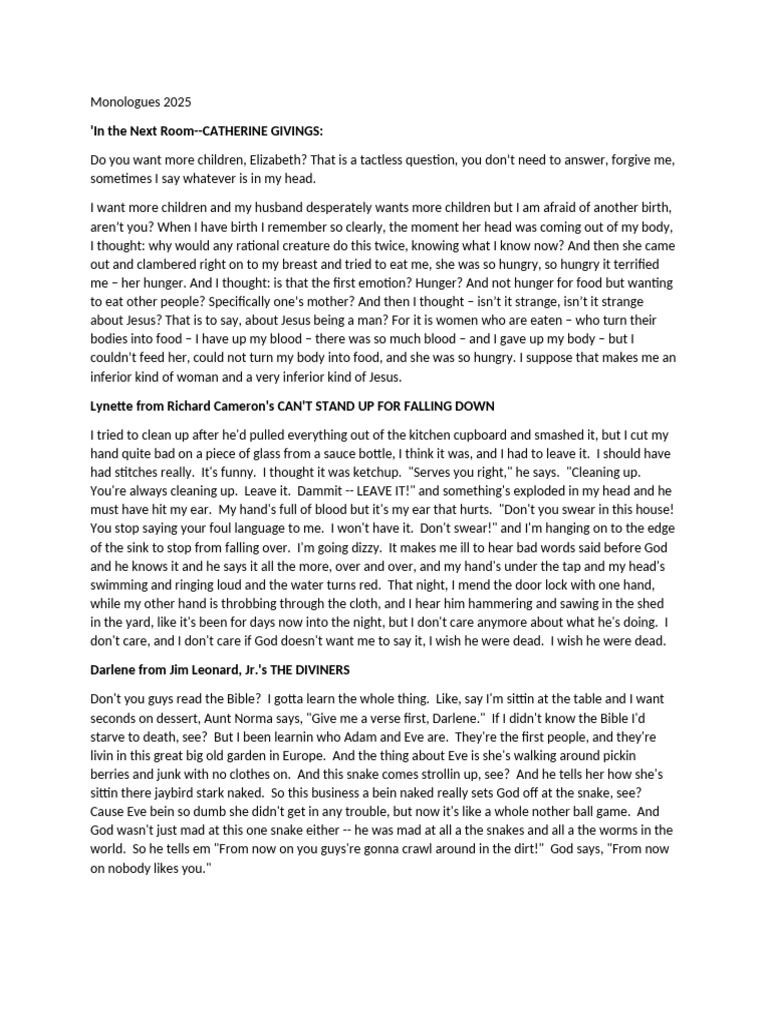 Monologues 2025 Pdf
