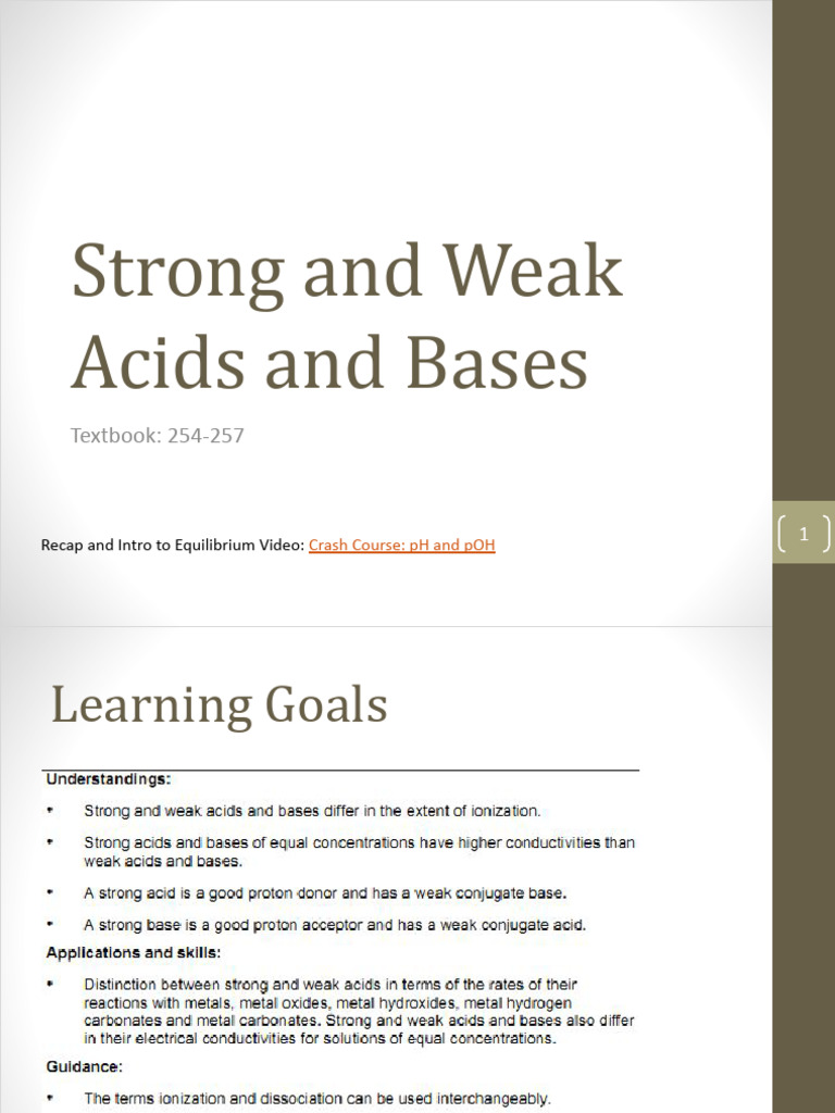Note - Strong and Weak Acids and Bases | PDF | Acid | Hydroxide