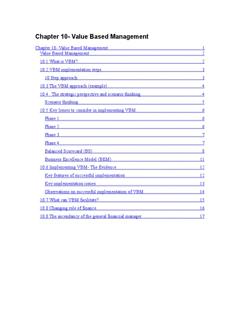Chapter 10-Value Based Management | PDF