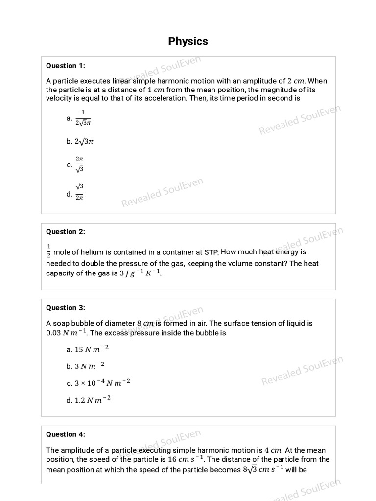 Physics Questions and Solutions | PDF | Gases | Voltage
