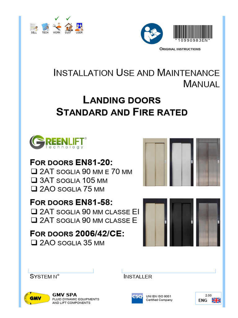 Installation Manual for Landing Doors | PDF | Elevator ...