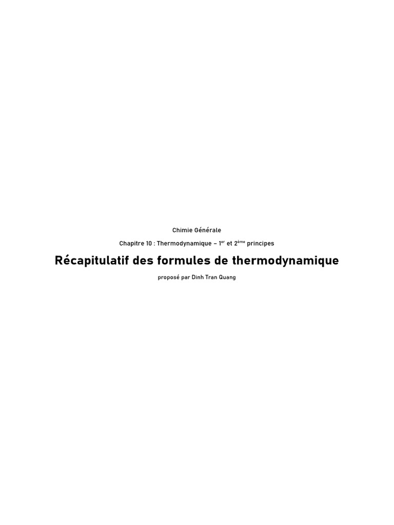 Thermodynamique et Enthropie en Chimie | PDF | Équilibre chimique ...