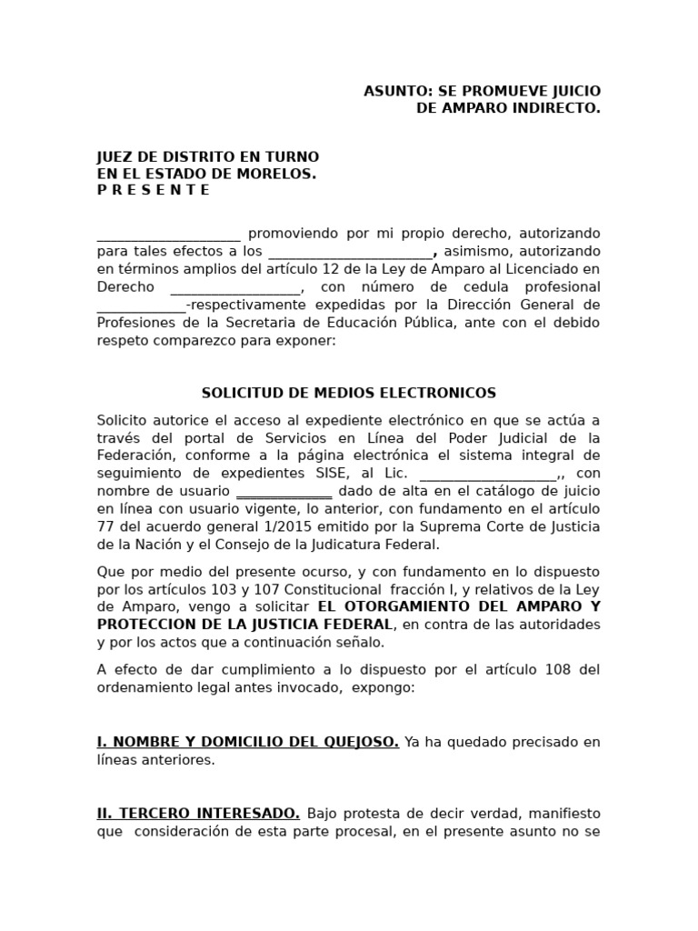 Solicitud de Amparo por Embargo Bancario | PDF | Justicia | Crimen y ...