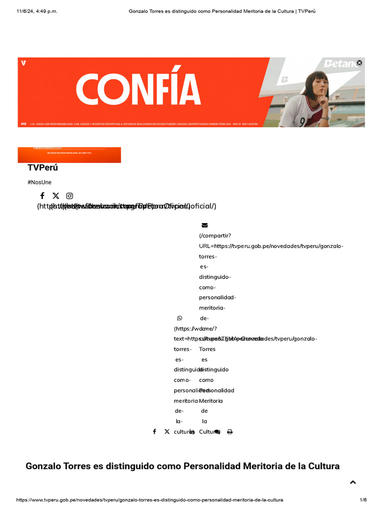 Gonzalo Torres Es Distinguido Como Personalidad Meritoria de La Cultura ...