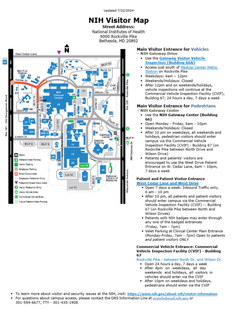 NIH Visitor Parking and Access Guide | PDF | Workweek And Weekend | Parking