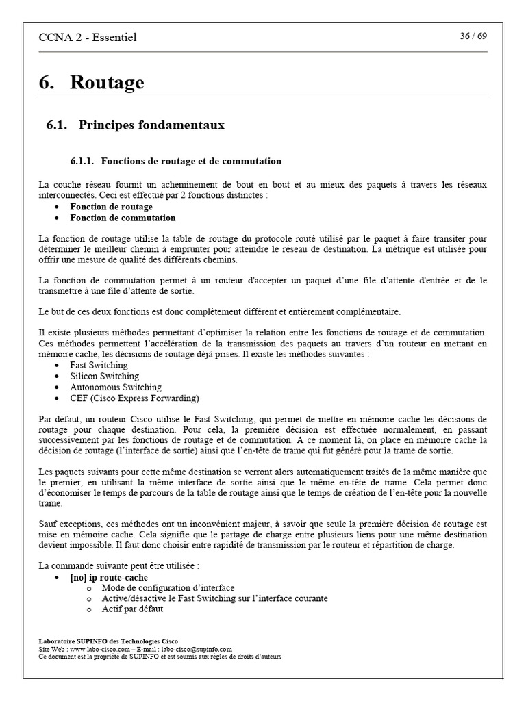 Principes de Routage et Commutation CCNA | PDF | Routage | Adresse IP