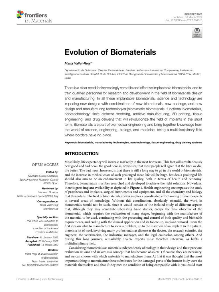 Evolution of Biomaterials in Medicine | PDF | Tissue Engineering ...
