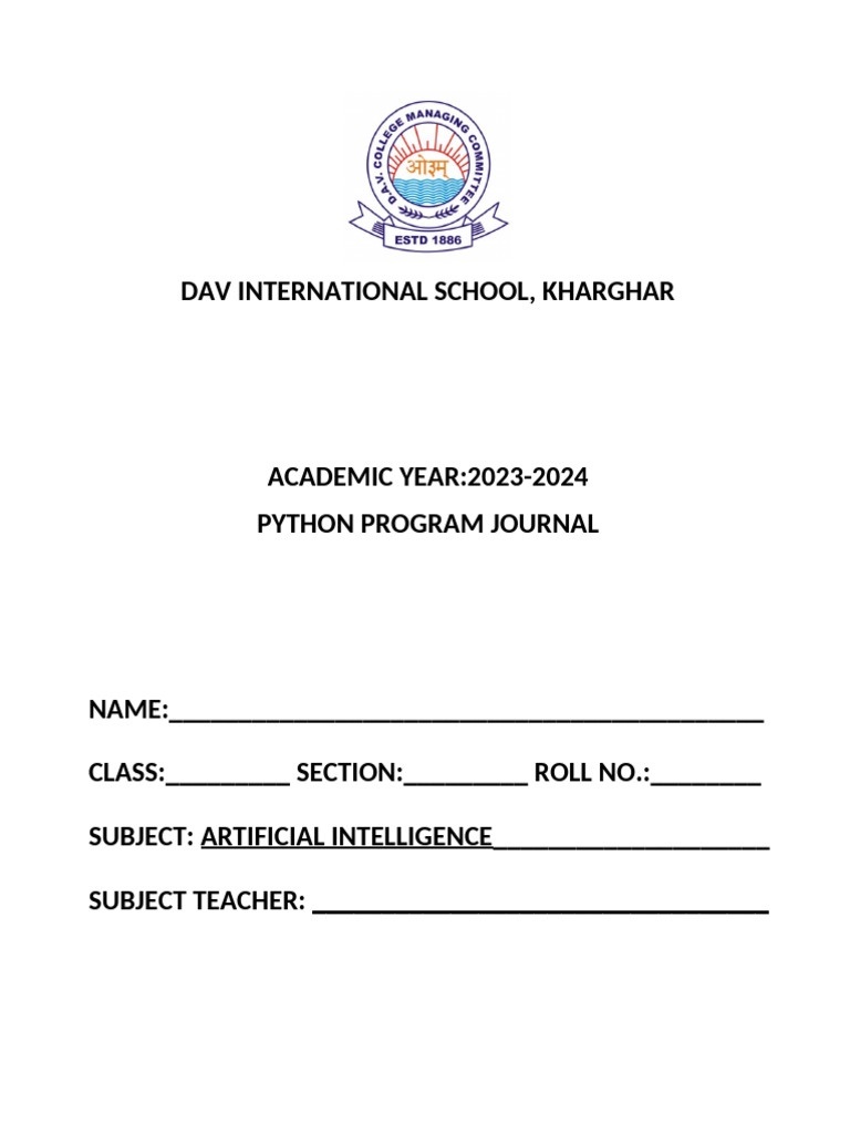 Journal Programs Class Ix Term 1 & 2 2023-24 | PDF | Area | Computer ...