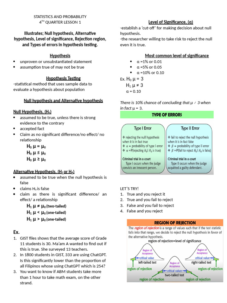 Hypothesis Testing in Statistics Explained | PDF