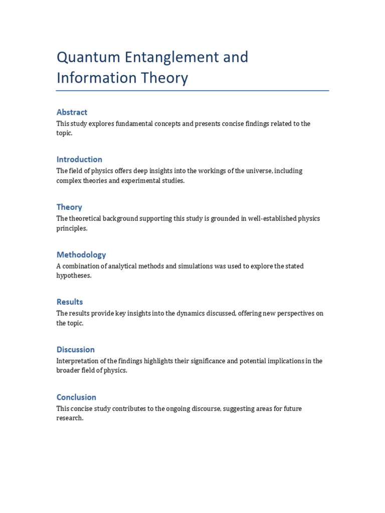 Quantum Entanglement Insights | PDF