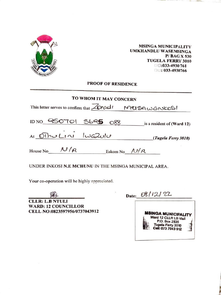 Proof of Residence Confirmation | PDF