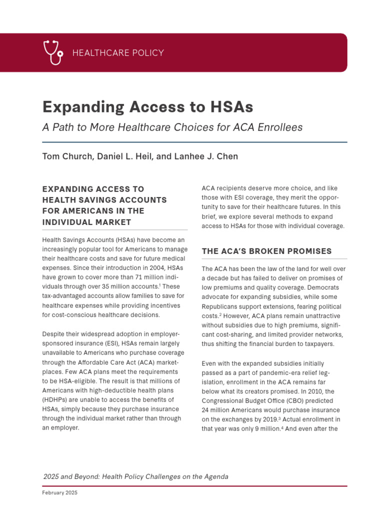 Expanding Access To HSAs: A Path To More Healthcare Choices For ACA ...