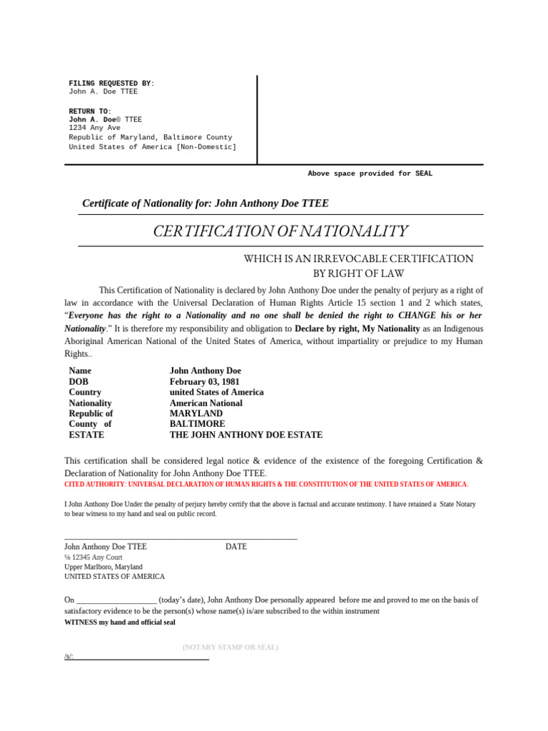 #9 Certification of Nationality | PDF | Government | Legal Procedure
