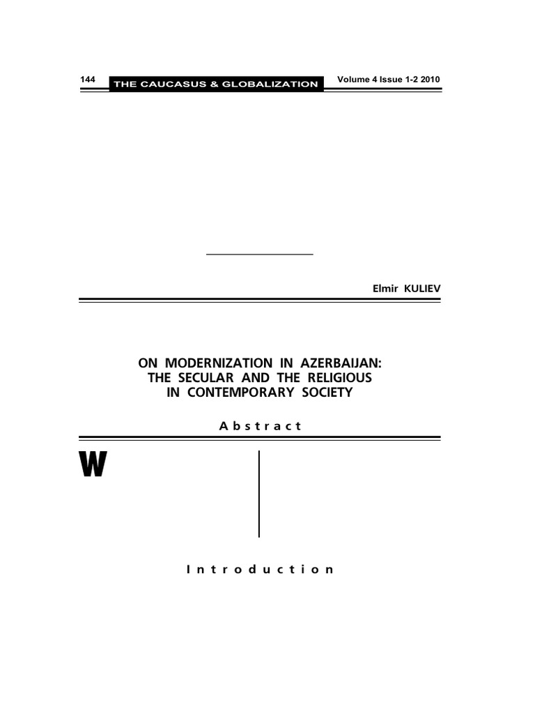 On Modernization in Azerbaijan The Secular and The Religious in