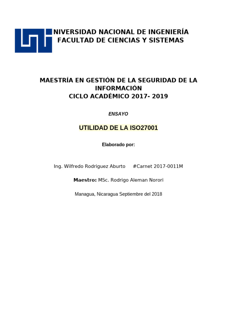 Utilidad de la ISO 27001 en Seguridad Informática | PDF | La seguridad ...