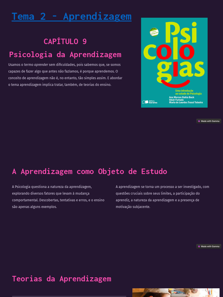 Psicologia da Aprendizagem e Teorias | PDF | Aprendizado | Motivacional