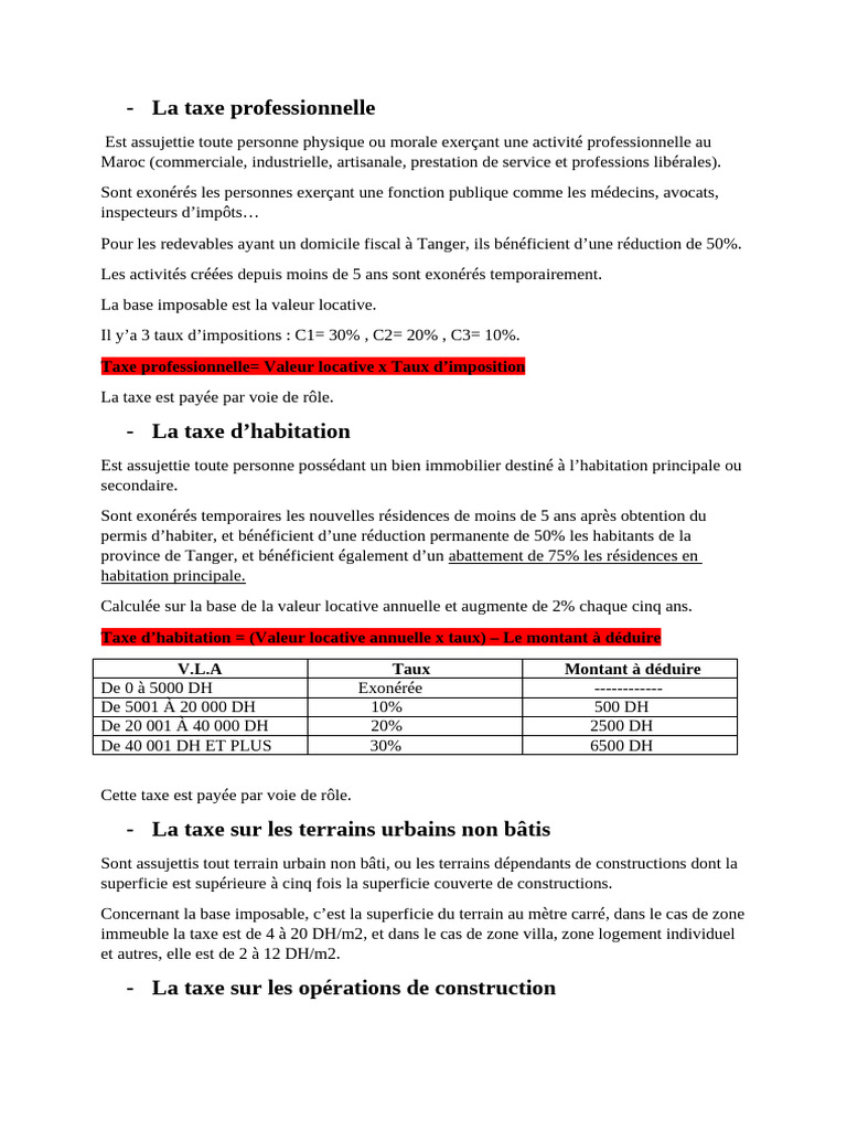 Guide complet sur les taxes au Maroc | PDF | Taxe sur la valeur ajoutée ...