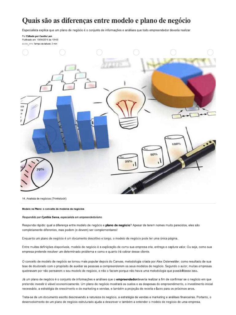 Quais São As Diferenças Entre Modelo e Plano de Negócio | PDF
