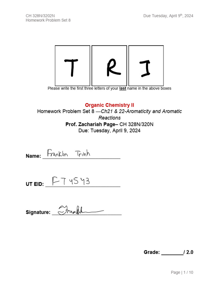Homework+8 | PDF | Aromaticity | Unit Processes