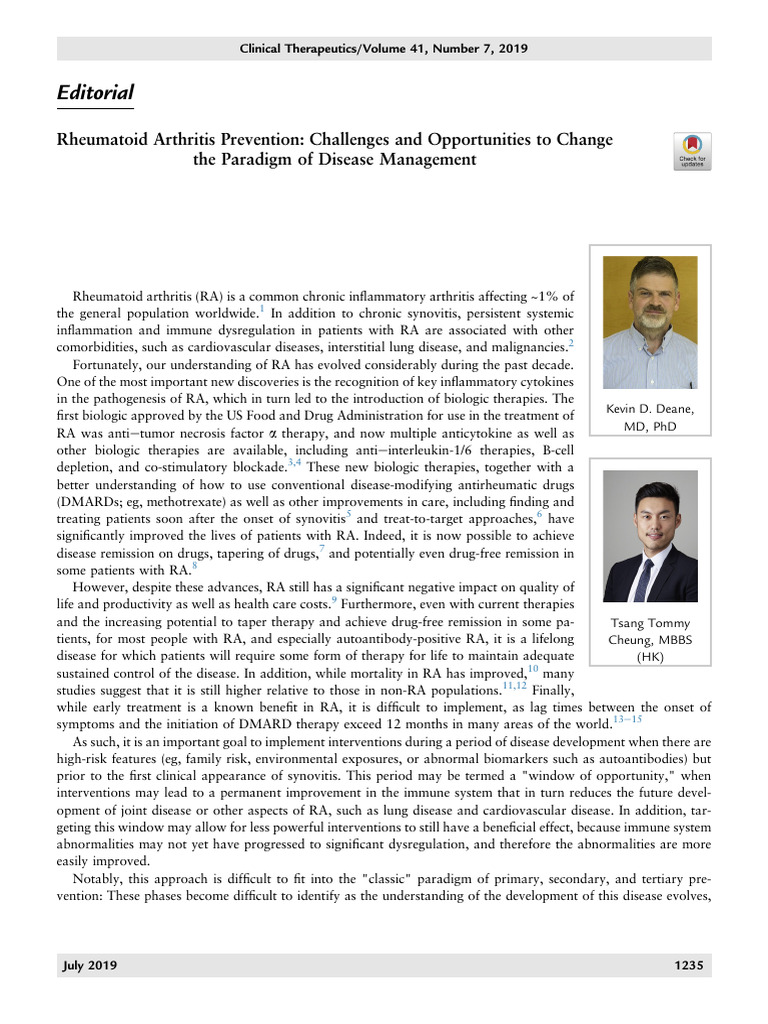 RA Prevention: Challenges and Strategies | PDF | Rheumatoid Arthritis ...